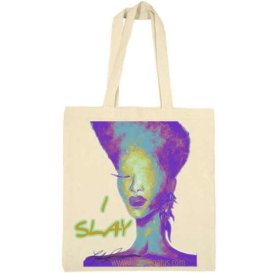 Electric purple "I Slay" small Tote bag