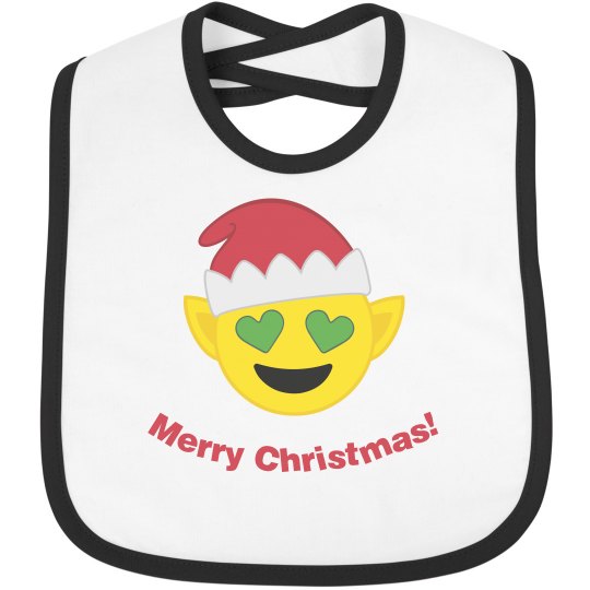 Elf Christmas Emoji Bib  black trim