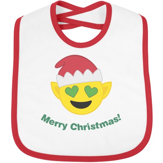 Elf Christmas Emoji Bib red trim Elf Christmas Emoji Bib red trim