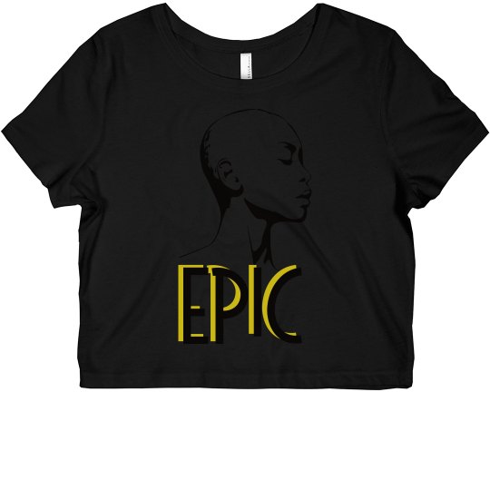 EPIC Bald African American Woman Slim Fit Crop Top Tee