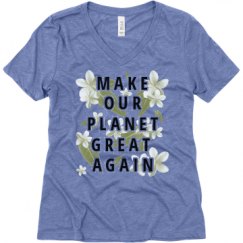 Ladies Relaxed Fit Super Soft Triblend V-Neck Tee