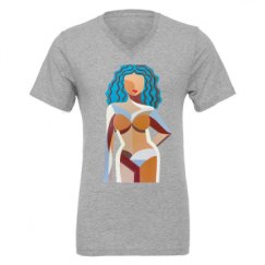 Unisex CVC Jersey V-Neck T-Shirt