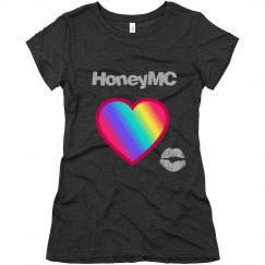Rainbow heart ladies tshirt