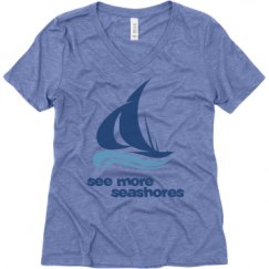 Ladies Relaxed Fit Super Soft Triblend V-Neck Tee
