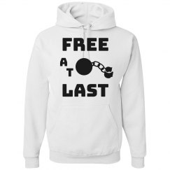 FREE AT LAST BLACK TEXT DIVORCE UNISEX HOODIE