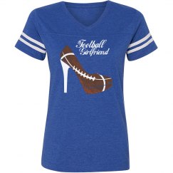 Football Girlfriend - Blue vintage stripe T-shirt