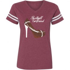 Football Girlfriend - Pink vintage stripe T-shirt