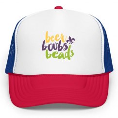 Beer Boobs Beads Mardi Gras Neon Trucker Hat