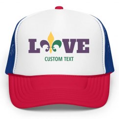 Custom Text Mardi Gras Love Neon Trucker Hat