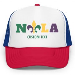 Custom Text NOLA Mardi Gras Neon Trucker Hat