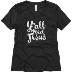 Ladies Relaxed Fit Super Soft Triblend V-Neck Tee