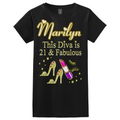 GLITZY GOLD 21ST BIRTHDAY PERSONALIZED DIVA T SHIRT