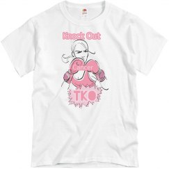 Knock Out Cancer #1 TKO White Tee w/Pink Graphic 