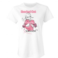 Knocked Out Cancer #2 White Tee w/Pink  graphic 