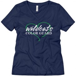 Custom Wildcats Color Guard Love Black V-Neck Relaxed