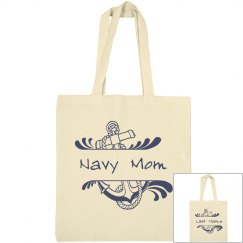 Navy Mom Canvas Tote Bag