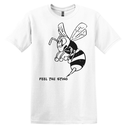 Feel the Sting! Yellow tee w/black Mascot graphic 