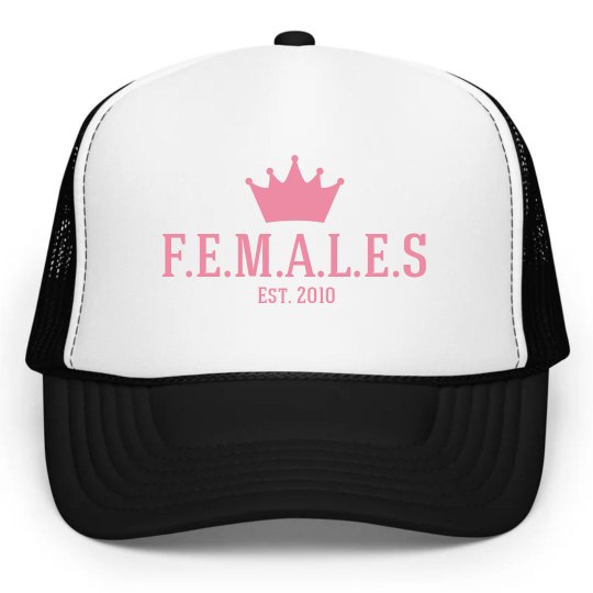 Females trucker hat black and white trim