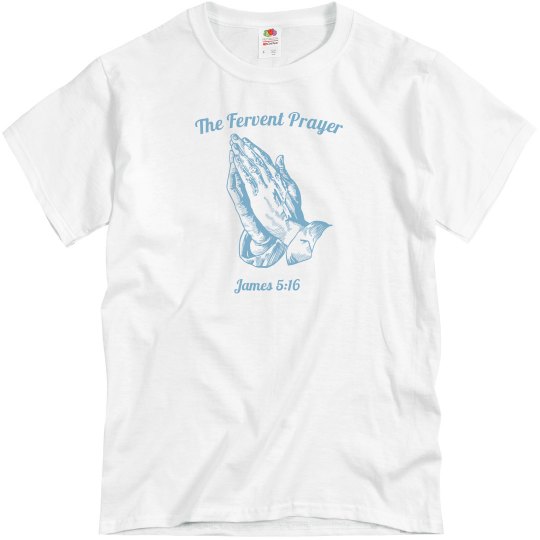 Fervent Prayer. Pink w/blue Adult Tee 