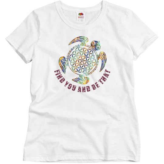Flower Of Life Turtle Green Blue Orange + your text