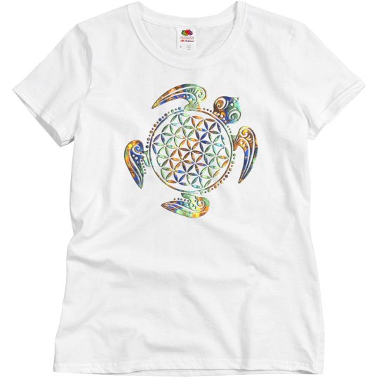 Flower Of Life Turtle Green Blue Orange Flower Of Life Turtle Green Blue Orange
