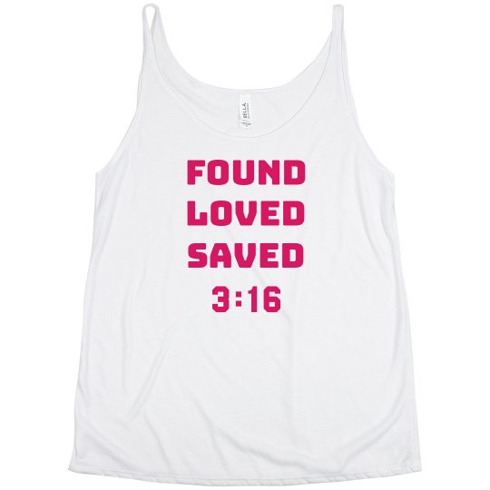 FOUND LOVED SAVED 3:16 Pink Letters Plus Size Tank