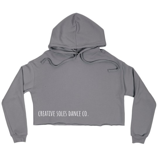 Gray Cropped Fleece Hoodie