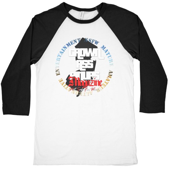 GROWN ASS PINUPS MAGAZINE NEW JERSEY RAGLAN SHIRT