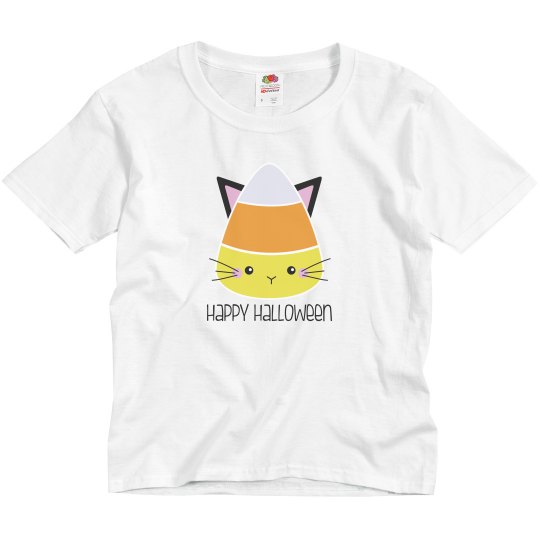 Halloween Candy Corn Cat Kitty Shirt