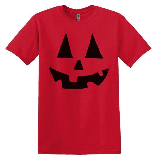 Halloween Jack O Lantern face men's red t shirt. 
