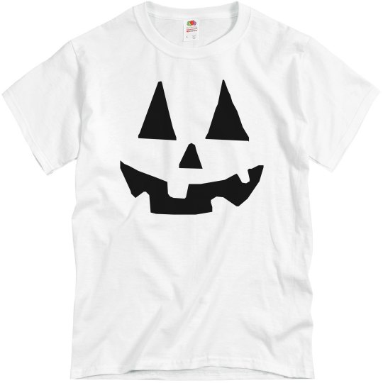 Halloween Jack O Lantern face men's white t shirt. 