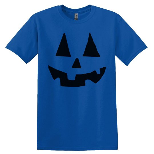 Halloween Jack O Lantern men's blue t shirt. 
