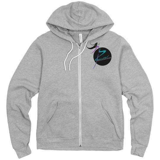 Heather Grey Full Zip Hoodie with side Zeal Logo