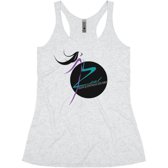 Heather White Super Soft Razor Back Tank with Zeal Logo Heather White Super Soft Razor Back Tank with Zeal Logo