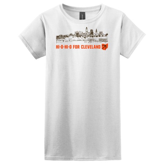 HI-O-HI-O Cleveland Ohio Skyline CLE Football T-shirt HI-O-HI-O Cleveland Ohio Skyline CLE Football T-shirt