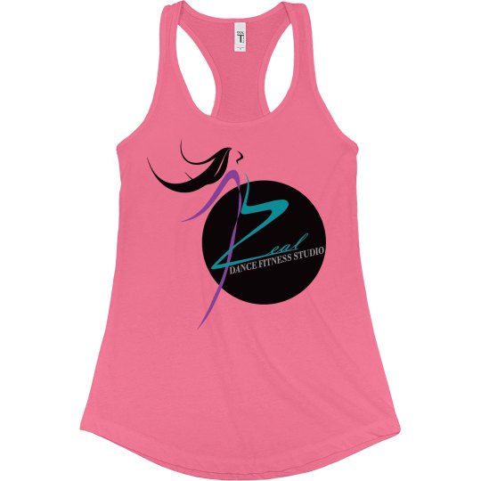 Hot Pink Next Level Slim Fit Razor Back Tank with Logo