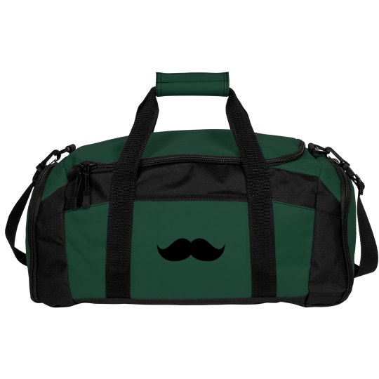 Hunter green duffel bag w/ mustache 