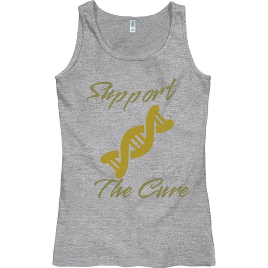 I Support the Cure! Grey tee w/olive & Gold Graphic 