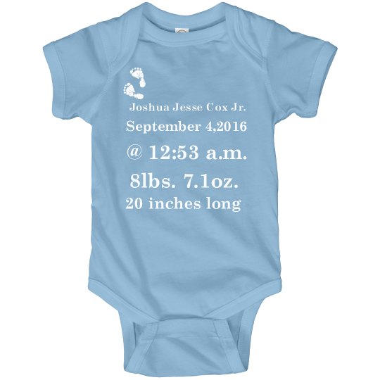jc birthdate onesie 