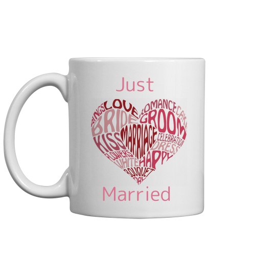 just married heart mug