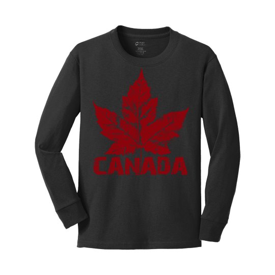 Kid's Cool Canada Long Sleeve Souvenir Shirts Retro Red