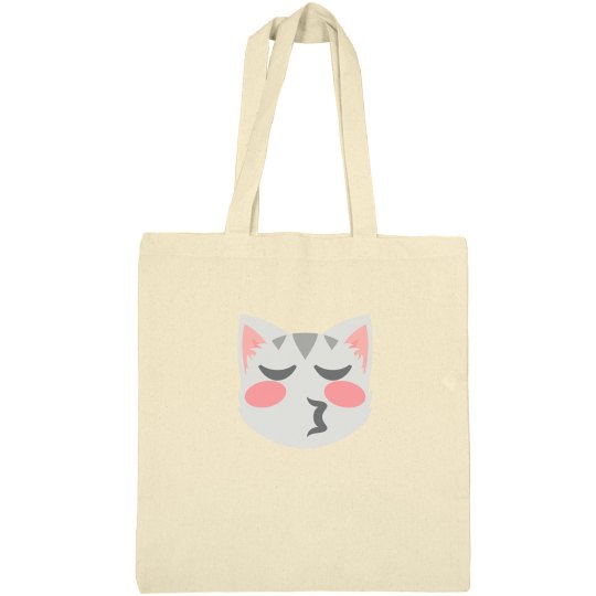 Kissing Cat Face with Closed Eyes Tote Bag Kissing Cat Face with Closed Eyes Tote Bag