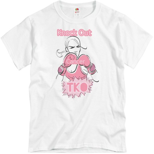 Knock Out Cancer #1 TKO White Tee w/Pink Graphic 