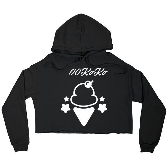 KoKo Ice Cream crop hoodie- blk/wht
