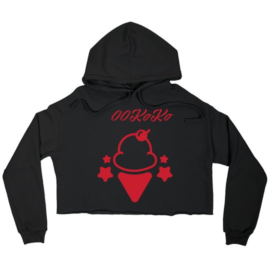 KoKo Ice Cream crop hoodie-RED