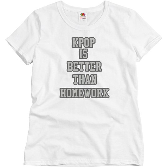 'KPOP VS. HOMEWORK' Simple tee