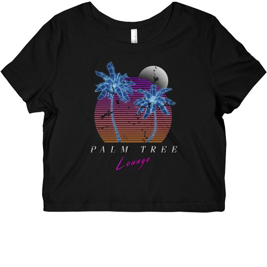 Ladies Palm Tree Lounge Slim Fit Crop Top Ladies Palm Tree Lounge Slim Fit Crop Top