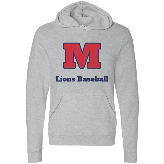 Lions Baseball Grey Hoodie Block M