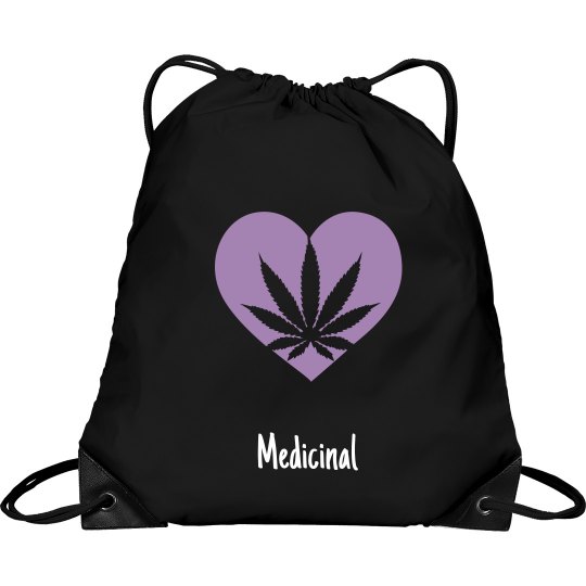 Medicinal purple pot leaf drawstring backpack 