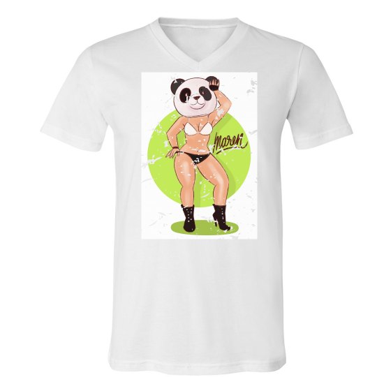 Mens V-Neck Distressed Maren Panda